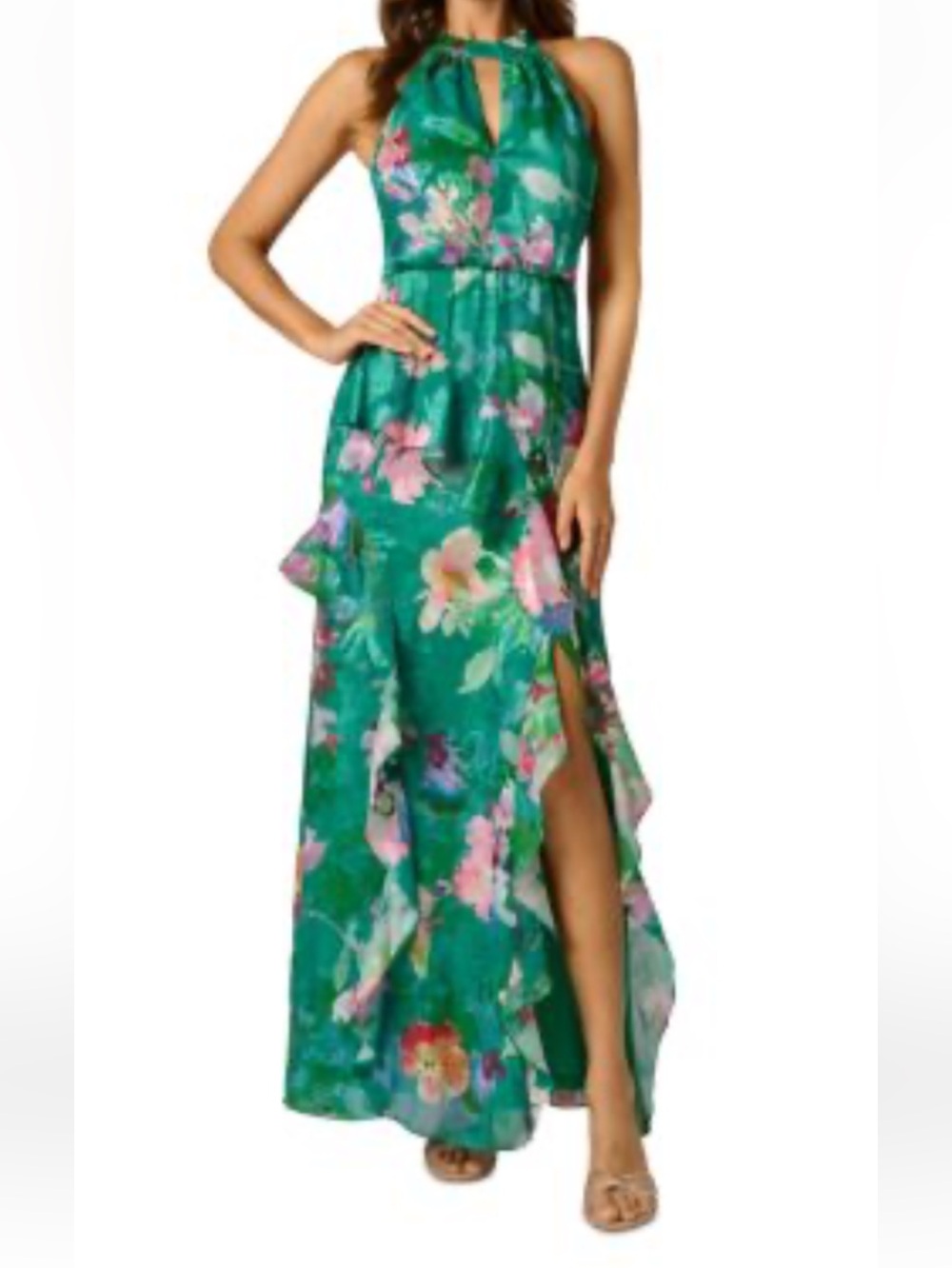 New Adrianna Papell Teal Floral Dress size 10 - Picture 11 of 16